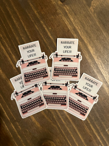 Pink Typewriter Sticker