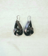 Load image into Gallery viewer, Silver Boho Leather Knot Earrings