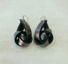 Load image into Gallery viewer, Silver Boho Leather Knot Earrings