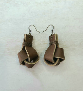 Pecan Boho Leather Knot Earrings