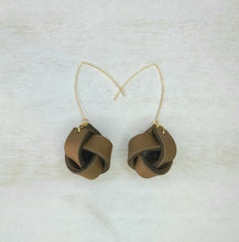 Load image into Gallery viewer, Caramel Boho Leather Knot Earrings