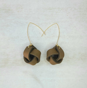 Caramel Boho Leather Knot Earrings