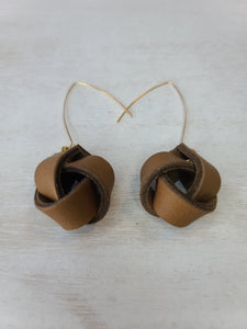 Caramel Boho Leather Knot Earrings