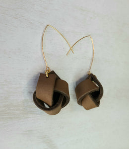 Caramel Boho Leather Knot Earrings