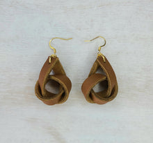 Load image into Gallery viewer, Camel Boho Leather Knot Earrings