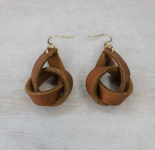 Load image into Gallery viewer, Camel Boho Leather Knot Earrings