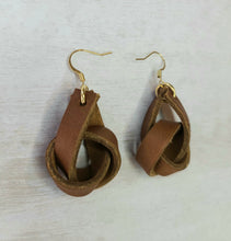 Load image into Gallery viewer, Camel Boho Leather Knot Earrings