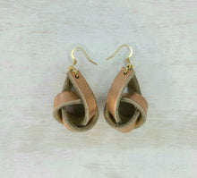 Load image into Gallery viewer, Rose Gold Boho Leather Knot Earrings