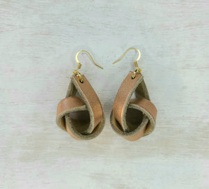 Rose Gold Boho Leather Knot Earrings