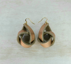 Rose Gold Boho Leather Knot Earrings