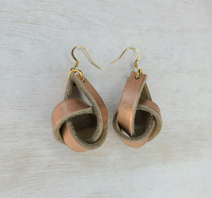 Rose Gold Boho Leather Knot Earrings