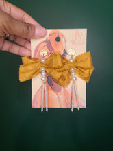 Load image into Gallery viewer, Gold Yellow Bowtie Earrings