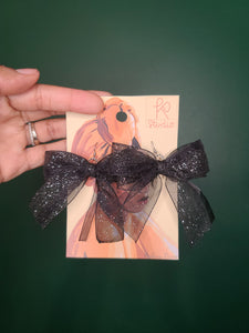 Black Shimmer Bowtie Earrings