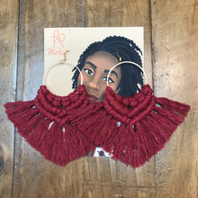 Load image into Gallery viewer, Red Wine Macrame Earrings