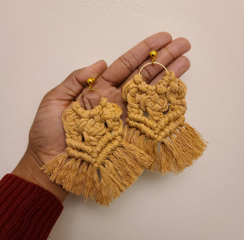 Khaki Colored Macrame Earrings