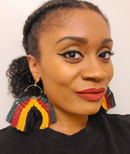 Load image into Gallery viewer, African Themed Macrame Earrings